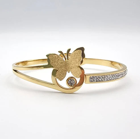 Butterfly Charm Crystal Bangle