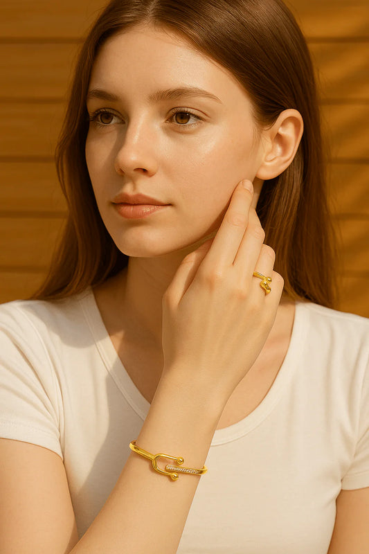 Gold-Plated Bracelet & Ring Set