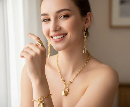 Padlock & Key Chain Jewellery Set