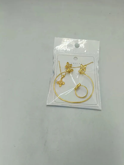 Gold Plated Four-Leaf Clover Jewelry Set